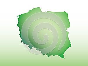 Poland map using green color with dark and light effect vector on light background