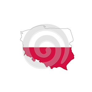 Poland national flag in a shape of country map