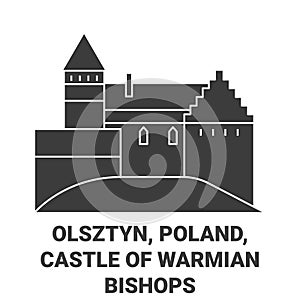 Poland, Olsztyn, Castle Of Warmian Bishops travel landmark vector illustration
