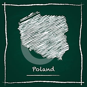 Poland outline vector map hand drawn with chalk.