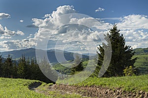 Poland, Panoramic Viev of Gorce Mountain Range, Spectacular Clouds