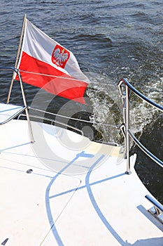 Poland Polish Ensign Flag on yacht sea