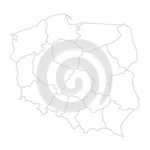 Poland political map of administrative divisions