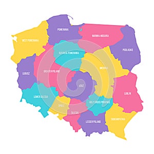 Poland political map of administrative divisions