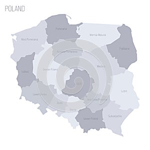 Poland political map of administrative divisions