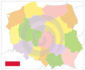 Poland Political Map Isolated on white. No text