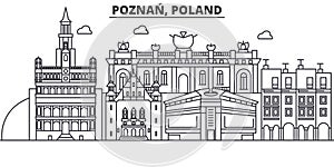 Poland, Poznan architecture line skyline illustration. Linear vector cityscape with famous landmarks, city sights photo