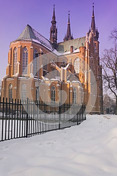 Poland, Radom, Cathedral, Winter, clear sky