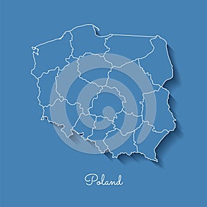 Poland region map: blue with white outline and. photo
