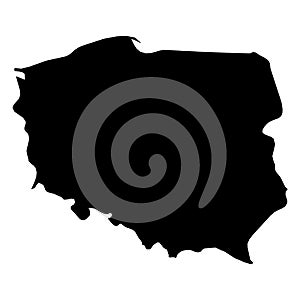 Poland - solid black silhouette map of country area. Simple flat vector illustration
