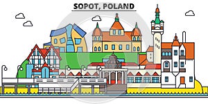 Poland, Sopot. City skyline, architecture, buildings, streets, silhouette, landscape, panorama, landmarks. Editable photo