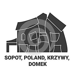 Poland, Sopot, Krzywy, Domek travel landmark vector illustration