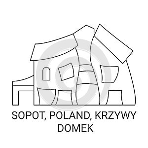 Poland, Sopot, Krzywy, Domek travel landmark vector illustration