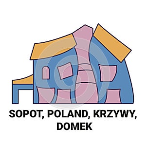 Poland, Sopot, Krzywy, Domek travel landmark vector illustration