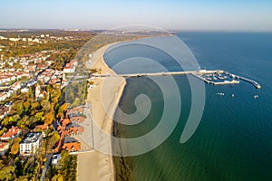 Sopot resort with pier and beach, Poland. Aerial view photo