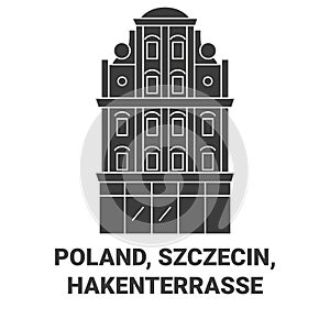 Poland, Szczecin, Hakenterrasse travel landmark vector illustration