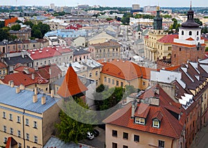 Poland. Top view of the historic city center of Lublin.