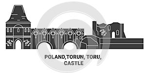 Poland,Torun, Toru, Castle travel landmark vector illustration