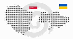 Poland and Ukraine dotted map with flag. Flat vector illustration isolated on white