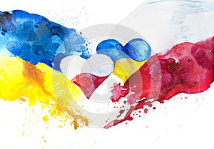 Poland and Ukraine flags and hearts