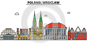 Poland, Wroclaw. City skyline architecture . Editable