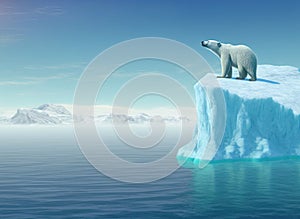 Polar bear above iceberg