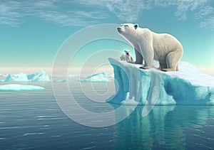 Polar bear above iceberg