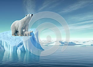 Polar bear above iceberg