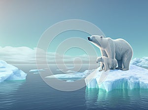 Polar bear above iceberg