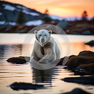 Polar Bear Amidst the Arctic Snowscape