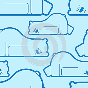 Polar bear asleep pattern seamless. Beast is sleeping background . vector texture