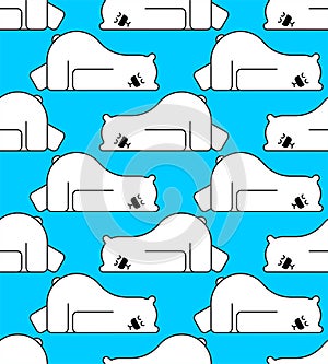 Polar bear asleep pattern seamless. Beast is sleeping background . vector texture