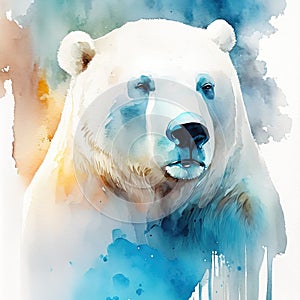 Polar bear on a background of the night starry sky. generative AI