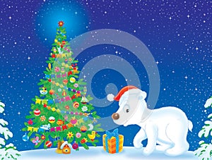 Polar Bear and Christmas tree