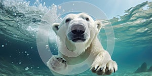 Polar bear close-up underwater