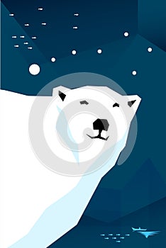 Polar bear with constellation Ursa minor