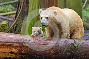 polar bear cub following its mother