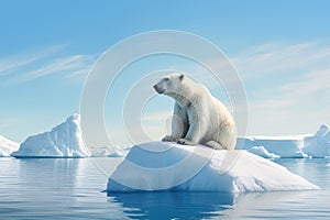 A Polar Bear, Floating on small Iceberg