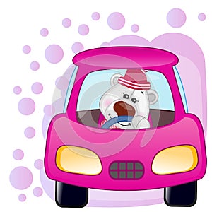 Polar Bear girl in a car