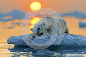 polar bear and global warming climate change , .World Environment Day concept. generative ai