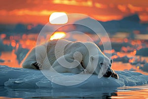 polar bear and global warming climate change , .World Environment Day concept. generative ai