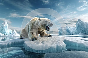 Polar Bear and global warming. Generative ai