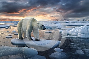 Polar Bear and global warming. Generative ai