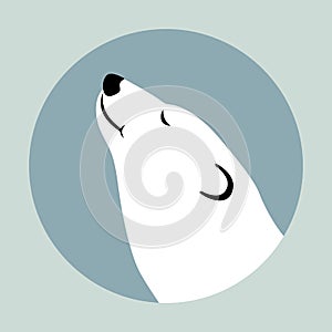 Polar bear head vector illustration Flat