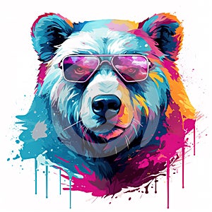 Polar bear head wear sunglasses on a clean background, Png for Sublimation Printing, T-shirt Design Clipart, DTF DTG Printing,