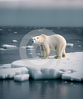 Polar bear on ice floe.