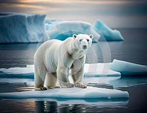 Polar bear on ice floe.