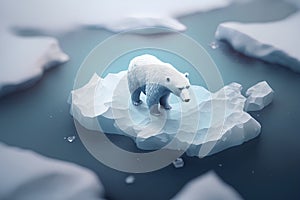 Polar bear on ice floe. 3d render illustration.