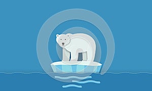 Polar Bear On Ice Floe Melting Iceberg And Global Warming