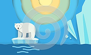 Polar Bear On Ice Floe Melting Iceberg And Global Warming